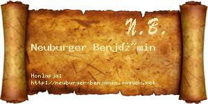 Neuburger Benjámin névjegykártya